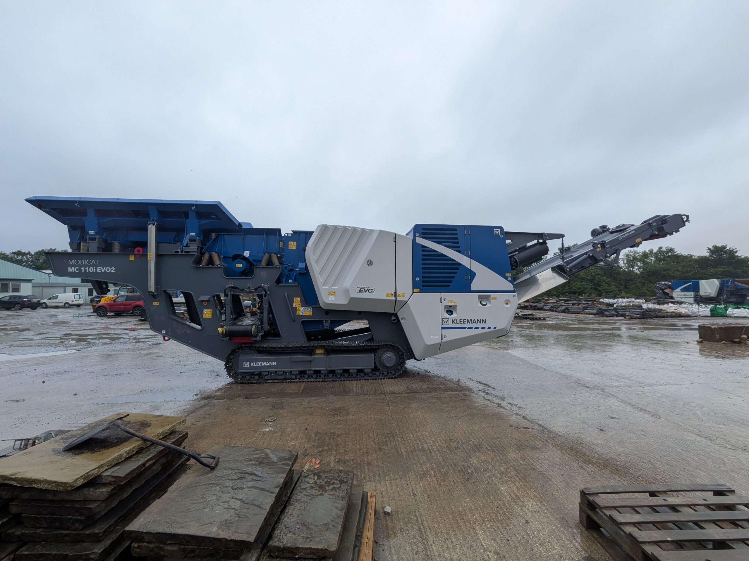 Recycled aggregate stockpile produced on site by the Hardcore Crushing Kleemann crusher
